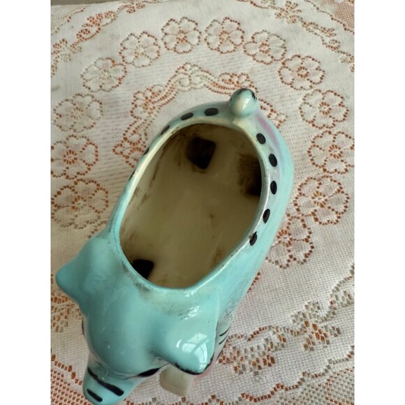 Vintage 50's Rocking Horse Pig Planter Blue Pink - Picture 4 of 11